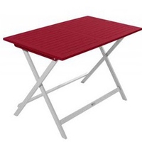 Table rectangulaire en acacia bicolore Burano muscade/rouge