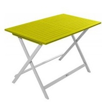 Table rectangulaire en acacia bicolore Burano muscade/vert anis