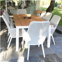 Table Somero en aluminium thermolaqué blanc teck 220/330