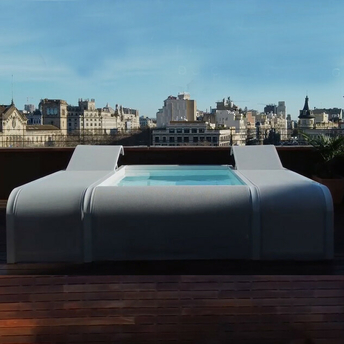 Piscine Mariposa avec 2 transats intégrés : 2.82 x 2.19 x H.0,60 m