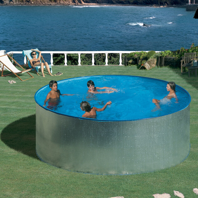 kit piscine hors sol acier galvanise ronde tenerife 350 x h90 cm 29870